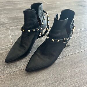 Valentino Studded Black Ankle Boots